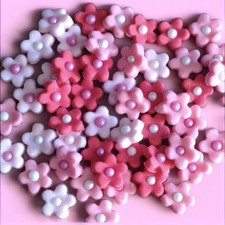 100 Edible Pink Fondant Flowers Sugar Cake Cupcake Toppers Wedding Decorations