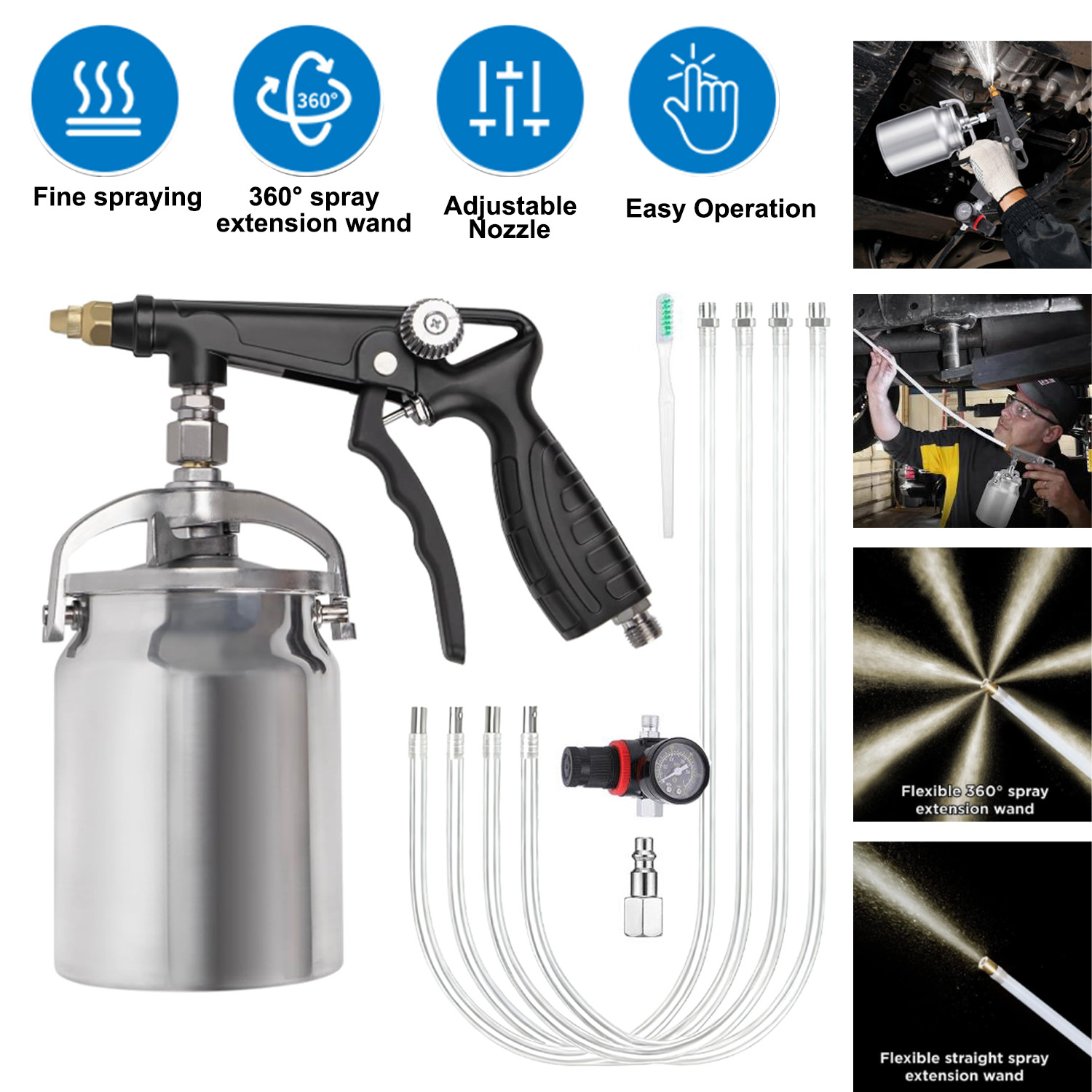 Undercoat Spray Gun with Suction Cup Auto Undercoating, Truck Bed Liner Coating