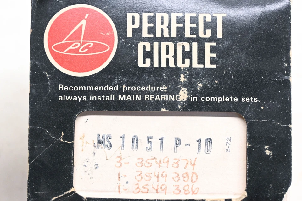Kit de cojinete principal del cigüeñal Perfect Circle MS1051P-10 NUEVO EN STOCK Foto 3 de 3