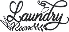 Laundry Room Sign Wall Decor - Hanging Metal Black Cute Signs Walls Art, 15'' X