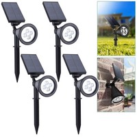 4Er Led Solar Strahler Solar-Leuchte Solarspot Garten Leuchte Spot Weiß