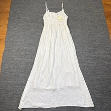 Lolita Dress Women Medium White Embroidered Maxi Wedding Bridal Boho Sleeveless