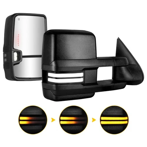 Power Heated Tow Mirrors LED Switchback for 2003-2007 Chevy Silverado GMC Sierra
