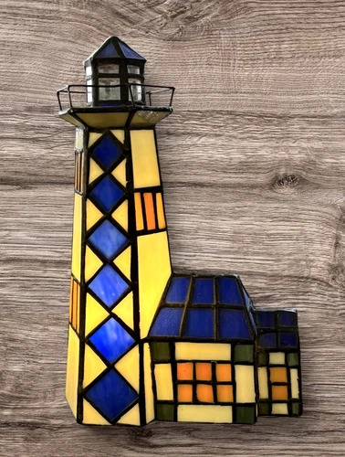 Vintage Tiffany Style Lighthouse Night light/Table Accent Lamp