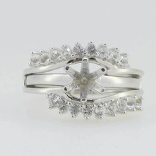 925 Sterling Silver Semi Mount Ring 7mm Round Bypass Pave Setting Blank Ring