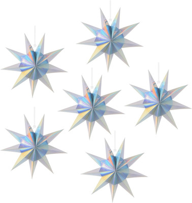 6Pcs 9-Pointed Paper Star Lanterns  Large 12Inch Hanging Paper Stars Made of Thi