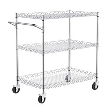 Kitchen Utility Cart, 3 Tiers, Wire Rolling Cart with 661LBS Capacity, Steel