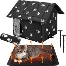 1 Set Outdoor Cat House Weatherproof Feral Pet Shelter Winter Collapsible Stray