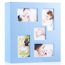 Baby Photo Album 4x6 500 Pocket Pictures, Leather Cover Newborn Shower Boy Be...