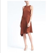 Banana Republic Bias Cut Asymmetric Mesquite Wood Brown Dress size 12
