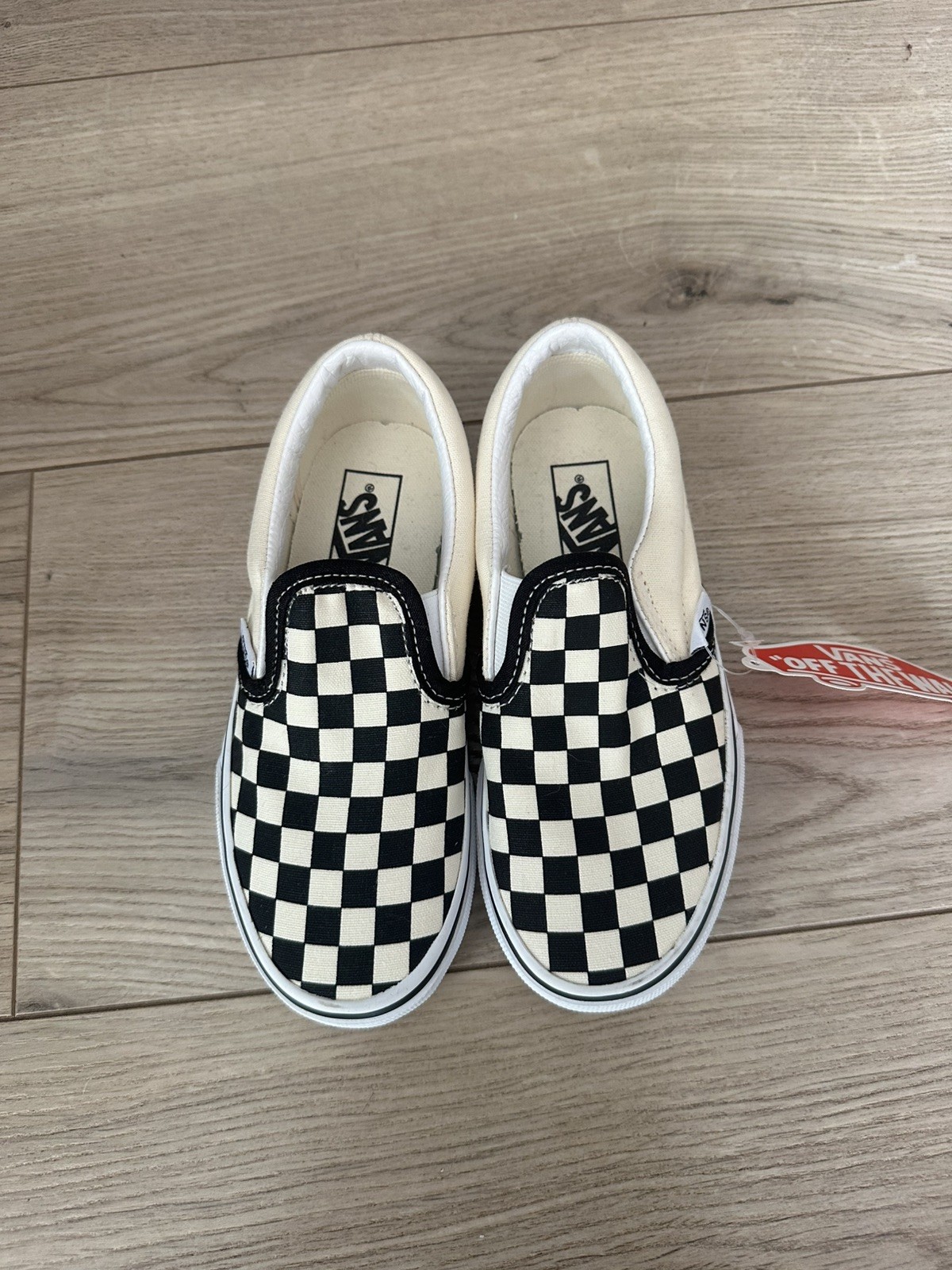 vans checkerboard slip on kids size 13