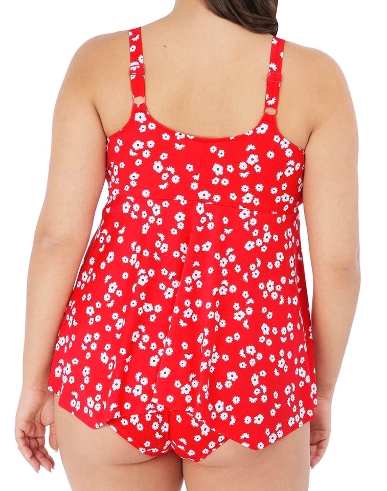 Elomi Plain Sailing Tankini Top Red White Floral Size 24 Non Wired Padded 7271 - Image 3 of 4