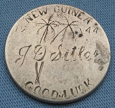 1925 Australia Silver 1 Florin Love Token New Guinea Good Luck JD Sitler 1944