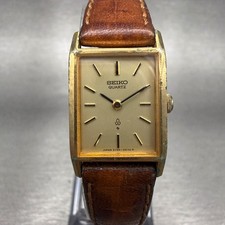 Seiko Tank Watch Women 17mm Champagne Dial Gold Tone Rectangle 2320-5420 New Bat