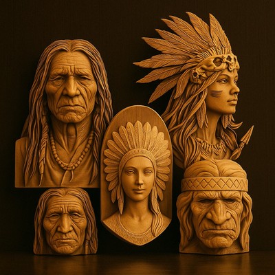 20+ Stück 3D Modelle STL Feilen Indianer für CNC Gravierer Set