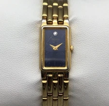 Seiko Womens Watch 13mm Rectangular Blue Dial 2E20-6809 New Battery 6.5"