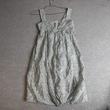 Stella McCartney Dress 8 Gray Sundress Silk Blend Ruched Bodice Gathered Hem