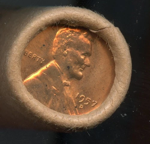 1957 D Lincoln Cent OBW Original Bank Wrap Unc. Roll * No Reserve *