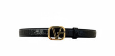 Authentic Versace GV Logo Shiny black crocodile leather Belt size 40 in / 100 cm