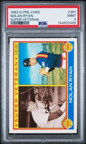 NOLAN RYAN~RARE (POP 71) 1983 OPC O-PEE-CHEE SUPER VETERAN PSA-9 MINT CARD #361