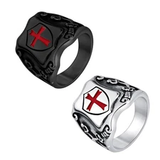 Viking Men's Knights Templar Cross Celtic Knot Ring Stainless Steel Size 7-13