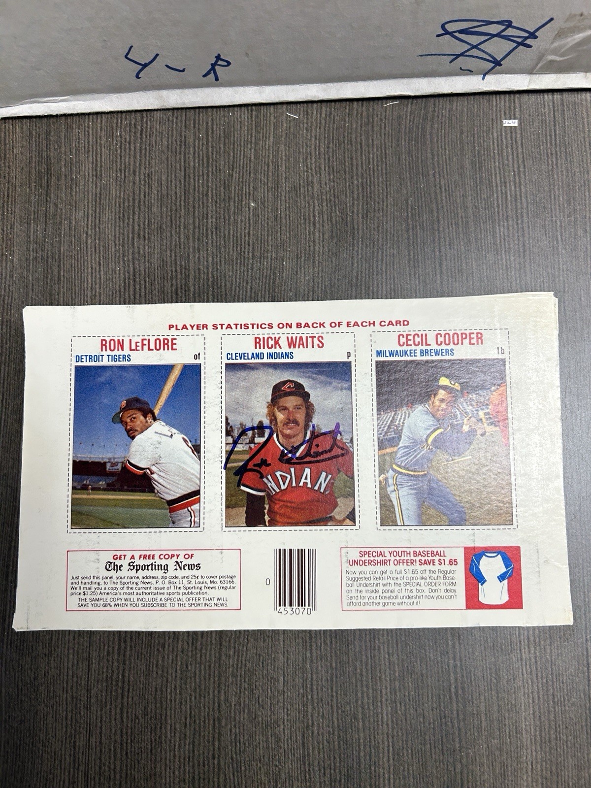 1979 Hostess Full Panel Rick Waits Auto AUTOGRAPHED SIGNED Cleveland Indians