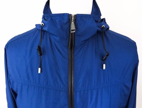 $3550 BRIONI Blue Lightweight Hooded Silk Waterproof Jacket Coat Size Large - Picture 2 of 11