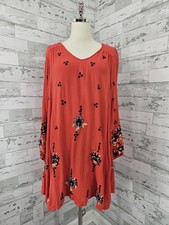 Free People Womens Xsmall Oxford Red Embroidered Floral Mini Dress