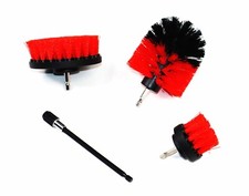 Drill Brush Set 4 Piece Red with 6" Extension - Fast Free Shipping