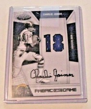 CHARLIE JOINER 2010 FABRIC OF THE GAME USED DUAL JERSEY AUTO 18/25 SIGNED CARD