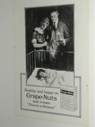 1921 GRAPE NUTS cereal advertisement, Postum, sleeping baby in crib, print ad - Bild 2 von 3