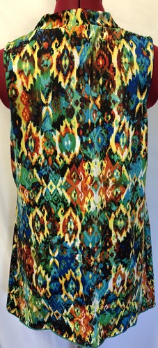 AMERICAN CITY WEAR SZ XL Multi Colored Sleeveless Scoop Neck Shark bite Hem Top - Picture 7 of 12