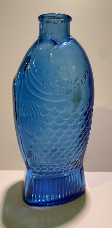 Vintage Dr. Fisch’s Bitters Blue Glass bottle
