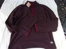 NWT Eddie Bauer fleece pullover, men's M, brown, snap button top, 80, polyester