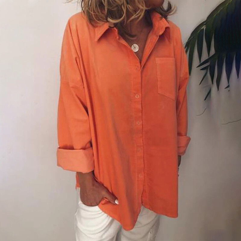 Ladies Baggy Long Sleeve Tunic Shirt Women Work Loose Turn Down Collar Blouse eBay