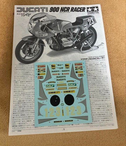 TAMIYA 1/12 DUCATI 900 NCR Racer Steal Auto Bike Series No.22 Unassembled Kit - Picture 4 of 4