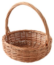 Easter Wicker Handmade Basket Large Round Natural With Handle New
