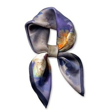 27    Silk Neckerchief Scarf 100 Percent Mulberry Silk Printed Neckchief for W...