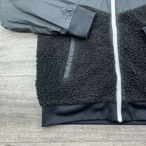 Nike Jacket Boys Large Black Full Zip Sherpa Teddy Windrunner Warm Hooded Hoodie - Picture 5 of 14