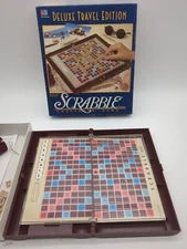 Scrabble Deluxe Travel Edition Wooden Tiles 
