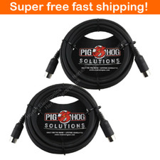 2 Pack PIG HOG SOLUTIONS PMID15 - 15FT MIDI CABLE Black Instrument Interface NEW