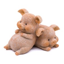 Cute Little Piggy With Friend Happy Pigs Figurine 2.25" Wide New In Box 