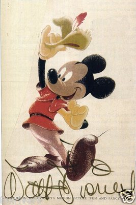 Walt Disney signierte Skizze - Mickey Mouse Illustrator/Animator - 6''x4'' Nachdruck
