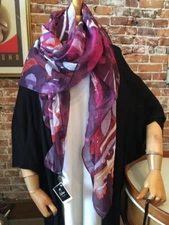 Echo Burgundy Multi Abstract Oversized Paisley Scarf NEW OS