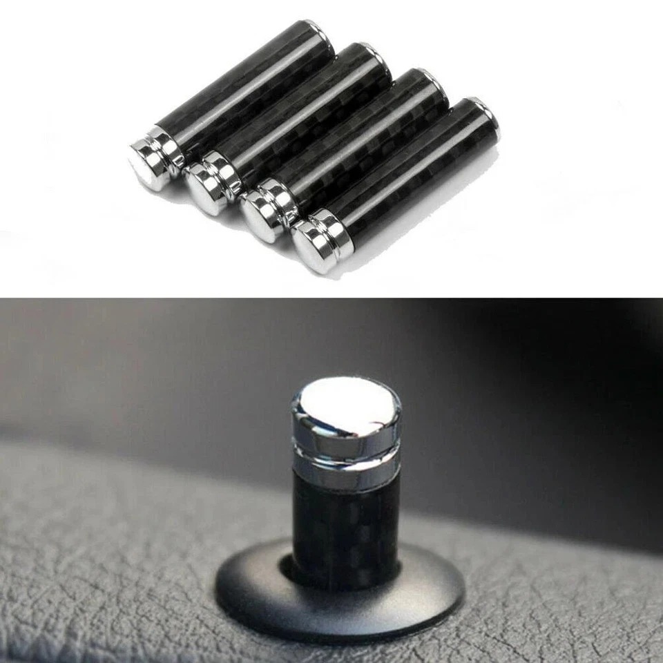 For BMW Benz 4PCS Carbon Inner Door Bolt Lock Down Cover Trim Button Screw Knob - Image 3 of 4