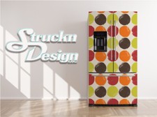 Spot Pattern Green Red Orange Sketch Fridge Freezer Wrap Side Door Vinyl Decal