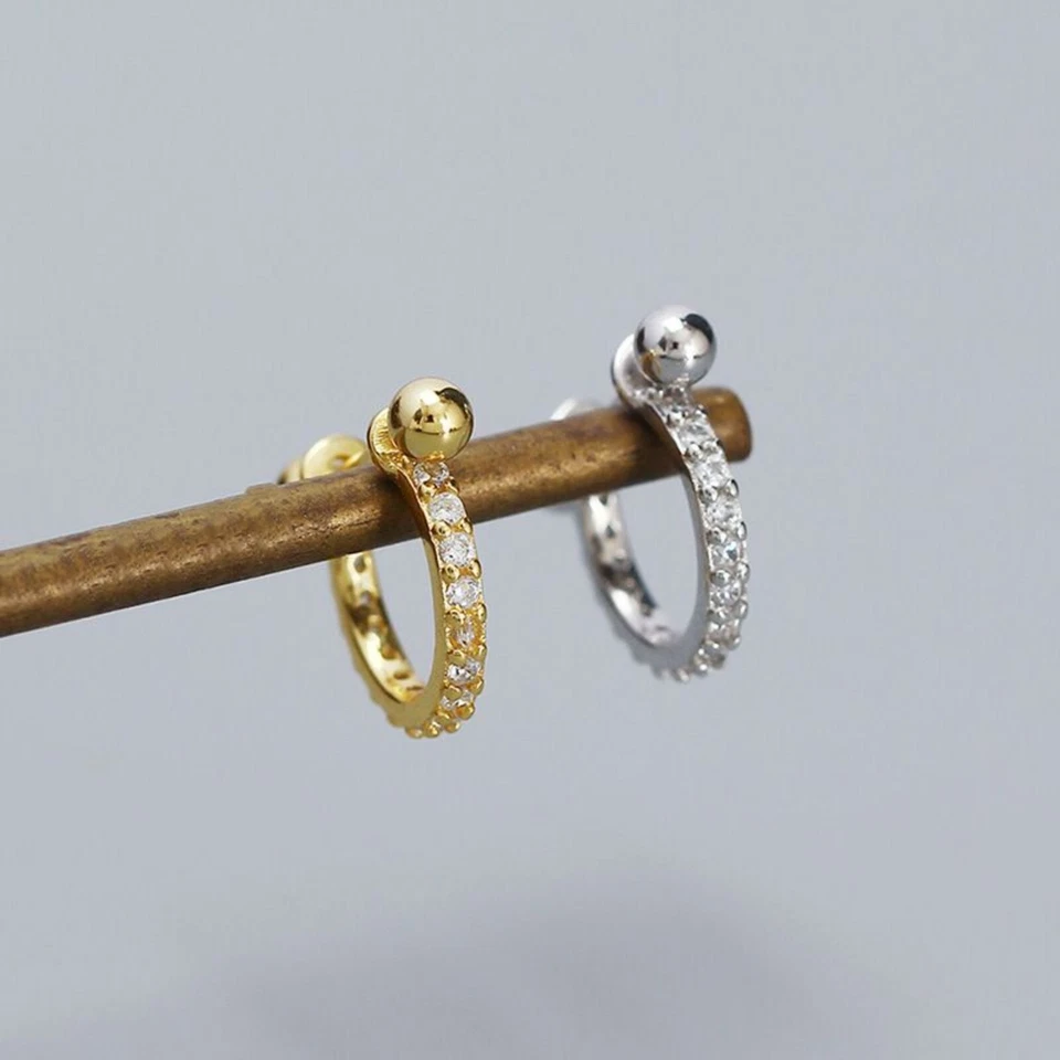 Aro moderno círculo de plata de ley 925, barra piercing de pezón único para mujer Foto 4 de 4