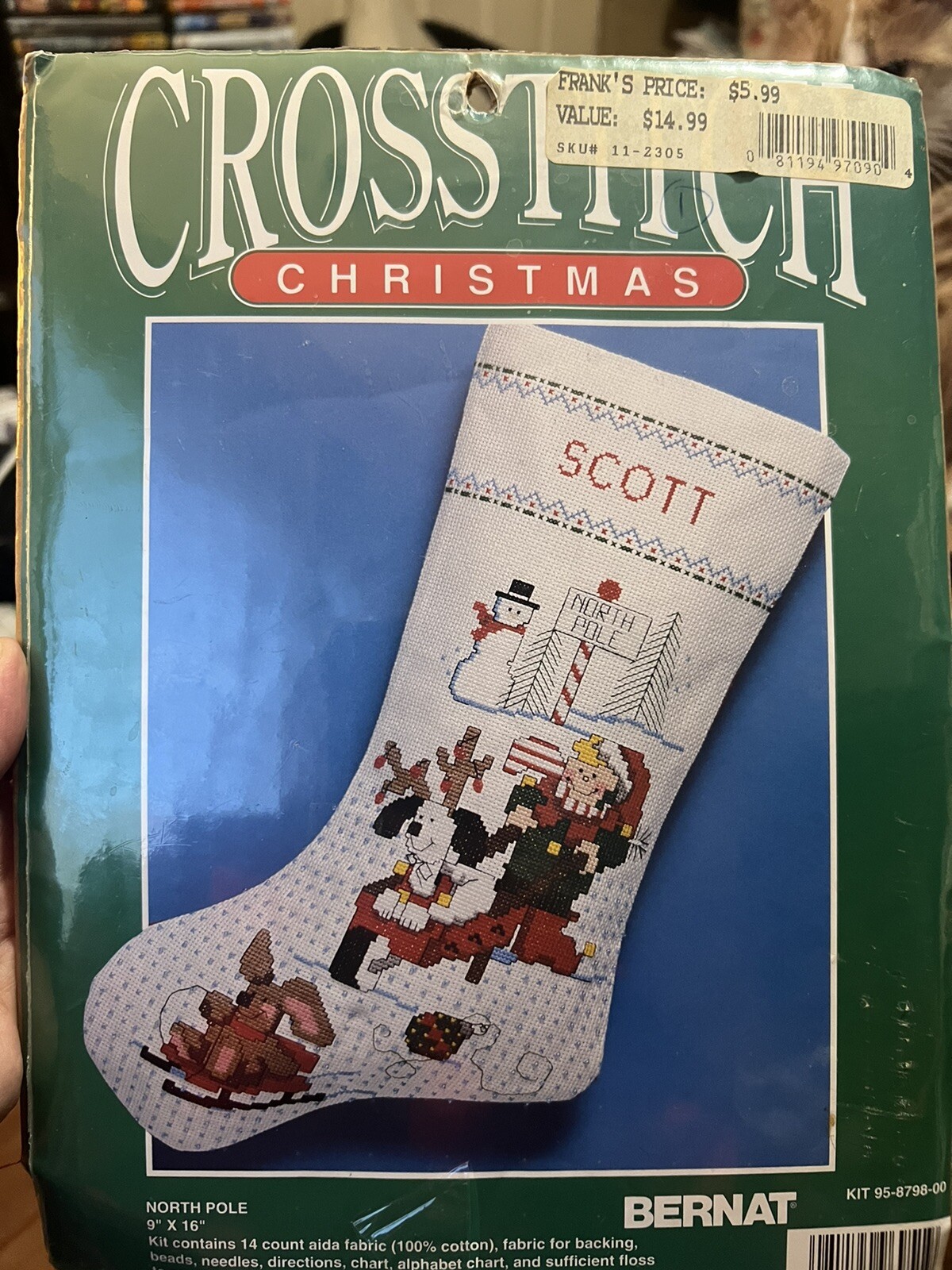 bernat cross stitch stocking kit north pole9”x16" eBay