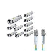[10-Pack] 10GBase-SR SFP+ Transceiver & [10-Pack] 5-Meter OM3 LC to LC Fiber ...