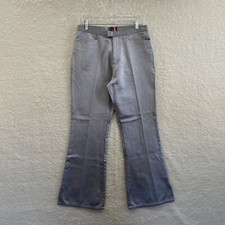 Y2K Vintage Flare Pants 12 30 Large High Waist Silver Metallic Cyber Rave Zenon